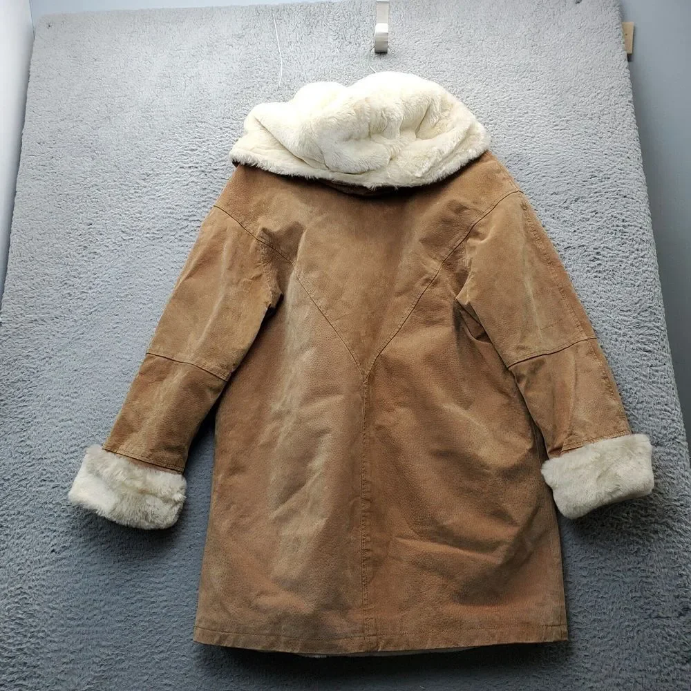 Cooper Collection Coat Womens‎ Medium Multi Genuine Leather Suede Toggle Button - Picture 2 of 8